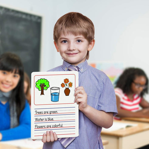 Double Sided Whiteboard 9”x12” Story Lined Dry Erase Board for Kids Writing Board Age 3-5 Practice Drawing Small White Board Teacher Elementary Gr...