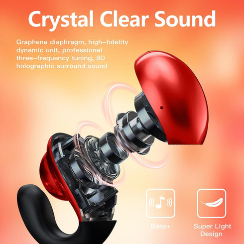 Open Ear Headphones Head Set Bluetooth Induction Earphones Wireless Ear Clips Ear Buds Bone Conducting Conduction Clip On Headphones Open Ear Earb...