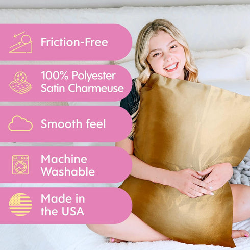 Morning Glamour Satin Pillowcases for Hair & Skin, Similar to Silk, Standard/Queen Size Set of 2, Cooling Pillow Case with Envelope Closure, Gifts...