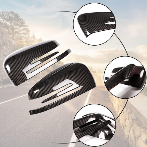 For Mercedes Benz A CLA GLA GLK Class W176 W117 X156 X204 2014-2017 Carbon Fiber Side Rear View Mirror Cover Trim...