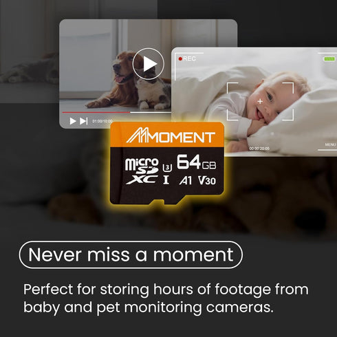 MMOMENT 64GB Micro SDXC Card, A1, UHS-I, U3, V30, Class10 Compatible, Read Speed Up to 95 MB/s,Write Speed Up to 35 MB/s, SD Adapter Included...