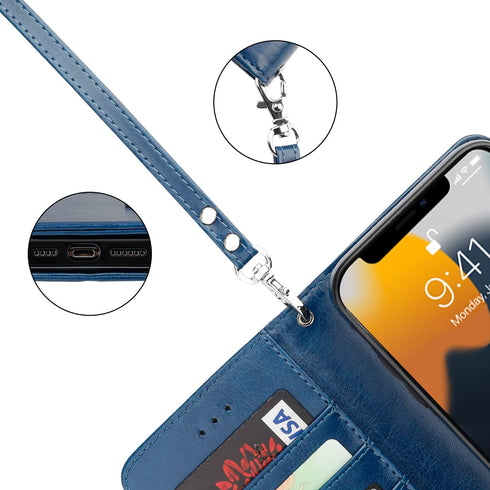 Bocasal Detachable Wallet Case for iPhone 13 Pro Max RFID Blocking Card Slots Holder Premium PU Leather Magnetic Kickstand Shockproof Wrist Strap ...