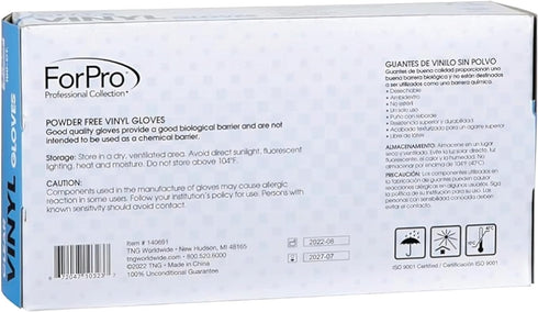 ForPro Disposable Vinyl Gloves, Clear, Industrial Grade, Powder-Free, Latex-Free, Non-Sterile, Food Safe, 2.75 Mil. Palm, 3.9 Mil. Fingers, Large,...