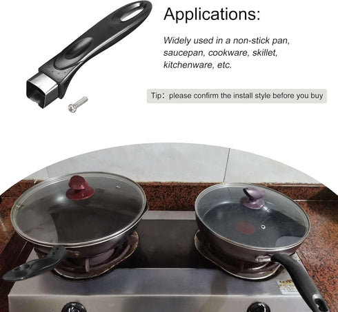 MECCANIXITY Pan Replacement Handle Black 178mm/7inch with Screw Nonstick Saucepan Cookware Skillet Stainless Steel Handle...