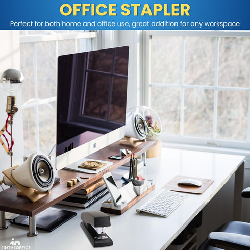 1InTheOffice Office Stapler for Desk, Heavy Duty Desk Stapler, Black, 20 Sheets Capacity,"2 Pack"...