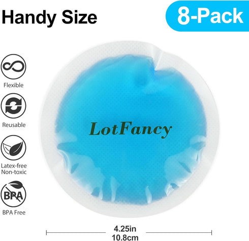 LotFancy Ice Pack for Injuries Reusable, 8 Small Gel Heating Cooling Pads with Cloth Backing, Hot Cold Therapy for Eyes After Surgery, Face, Breas...