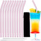 10 Pack Reusable Pink Glass Straws, 8" Shatter-Resistant Bent Drinking Straws for Smoothies, Milkshakes, Hot/Cold Drinks, with 2 Cleaning Brushes ...