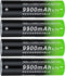 4 Pack 1??8??6??5??0 Rechargeable Battery 3.7??V 99??00m??A??h Flat Top Li-ion Batteries for Flashlights, Headlamps...