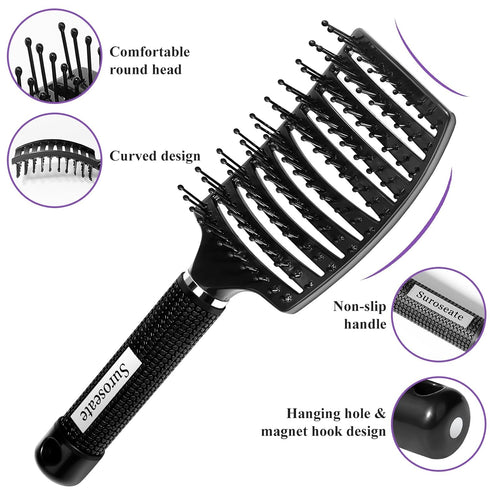 Hair Brush, Detangler Hair Brushes for Women Men Kids Faster Blow Drying, Curved Vent Detangling Brush for Wet Dry Curly Straight Thick Thin Hair ...