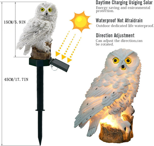 Outdoor Owl Solar Light, Owl Solar Garden Light, Waterproof Decoration with Stakes, Waterproof Warm White LED Light for Garden, Yard, Sidewalk Dec...