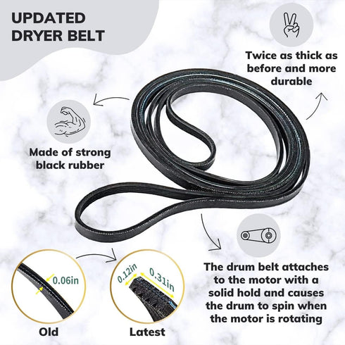 JACS Upgraded Samsung Dryer Repair Kit - Samsung Dryer Idler Pulley DC93-00634a, Samsung Dryer Belt 6602-001655 - Samsung Dryer Parts Compatible with DV45H7000EW A2 DV42h5200ew A3 DV48h7400ew A2