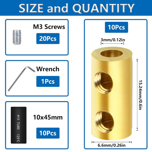 smseace 10Pcs 10 Gauge Wire Connectors with 10Pcs Heat shrink tubes,20Pcs Screws and Wrench 10 awg Splicing Quick Wiring Terminal 60 Amp Circuit C...