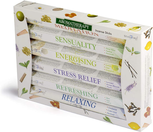 120 Sticks of Stamford Premium Aromatherapy Hex Range Incense Sticks - Relaxing, Stress Relief, Meditation, Refreshing, Sensuality & Energising In...