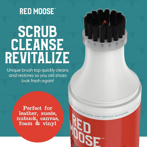 RED MOOSE Shoe and Sneaker Cleaner - 4 oz Foaming Stain Remover with Scrub Brush...