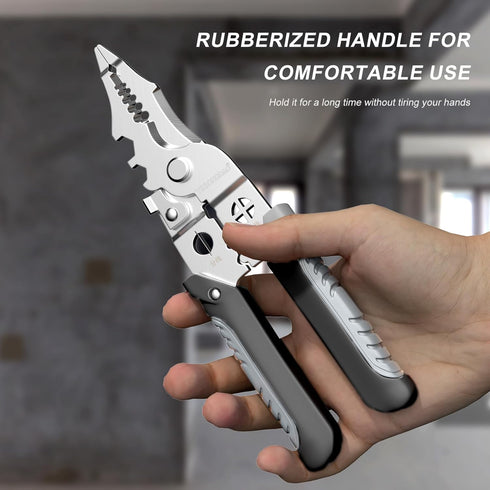 10-in-1 Multifunctional Wire Stripper Tool, 8 inch Wire Crimping Tool, Professional Electrical Cable Cutter Pliers for Stripping Cutting and Crimp...