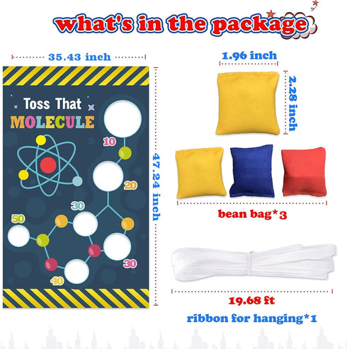 Science Toss Games Banner Backdrop Chemistry Toss that Molecule Theme Decor Decorations for School Science Laboratory Lab Science Classroom Boy Gi...