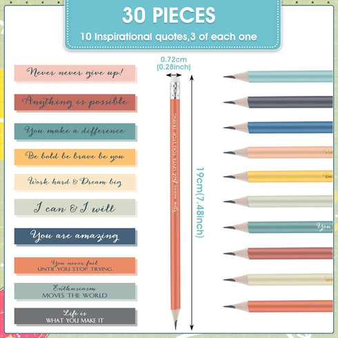 Sabary 30 Pcs Inspirational Pencil Colorful Mood Pencil Student Gift from Teacher Bulk Motivational Saying 2 HB Wood Pre Sharpened Pencil Back to ...