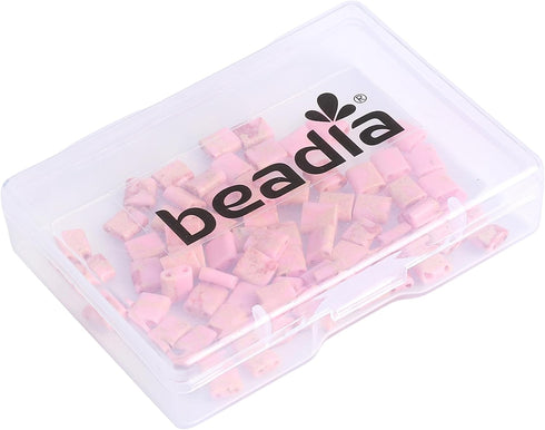 Pink Imperial Jasper Stone Tila Beads 5x5mm Square 2-Hole Spacer Beads for DIY Bracelet Earring Making 15"/Strand...