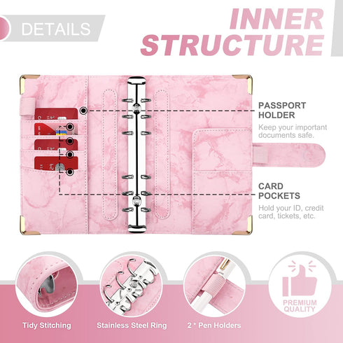Onlyesh Budget Binder, Cash Envelopes for Budgeting, Money Organizer for Cash, 28Pcs Budget Binder with Cash Envelopes, Marble 6-Ring Money Saving...