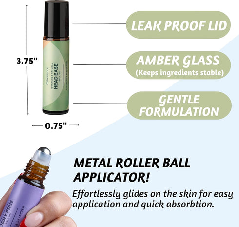 Folkulture Essential Oil Roller Set of 3 Natural Essential Oil Roll On Blends for Skin, Massage, Relaxation Fragrance Roll On Oil, Lavender, Peppe...