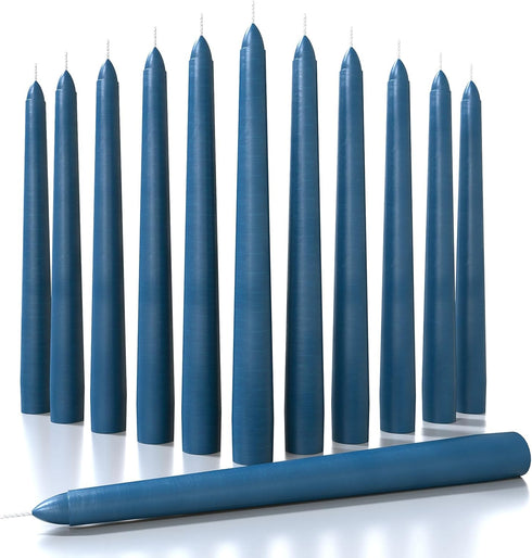 CANDWAX 8 inch Tapered Candles - Set of 12 Dripless Dinner Candles - Dark Blue...