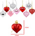36Pcs Valentines Heart Shaped Ornaments - Valentines Heart Decorations - Red Pink Silver Glitter Heart Shaped Baubles - Romantic Christmas Valenti...