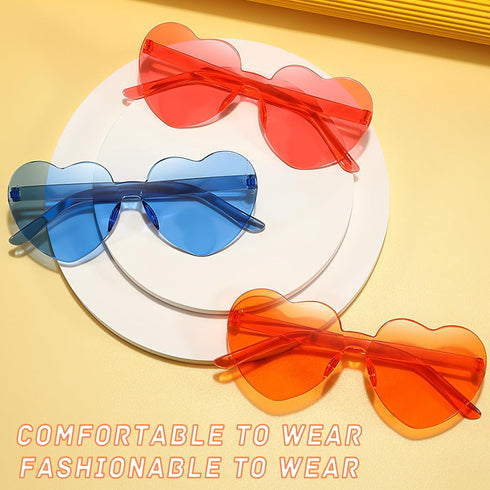Heart Shaped Sunglasses Rimless Colorful Heart Glasses Bachelorette Party Favors (Mixed Colors)...