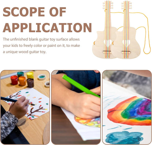 2pcs Graffiti Painting Guitar Toys Kids DIY Crafts Wooden Guitar Toy for Kids Graffiti Wooden Guitar Toy Wooden Graffiti Guitar Toy Wood Guitar Wo...
