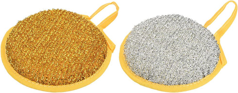 Round Scrubber Sponge (12 x 2cm/4.7" x 0.8") 2pcs, Cleaning Sponge Non Scratch Round Scouring Pad Cleaner - for Cleaning, Dish, Pans, Pots, Yellow...
