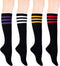 KONY Women's Cotton Knee High Socks - Casual Solid & Striped Colors Fashion Socks 3 Pairs (Women’s Shoe Size 5-9)...