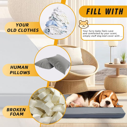 Pet Bed Cover M 30x20x3'' Dog Bed Covers Waterproof Dog Bed Covers Large Dog Bed Washable Removable Cover Dog Bed Covers Replacement Washable Dog ...