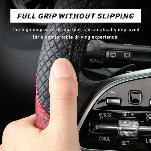 Car Steering Wheel Cover, 15 Inch Leather Breathable Auto Steering Wheel Protector, Comfortable Non-Slip Vehicle Steering Wheel Covers, Universal ...