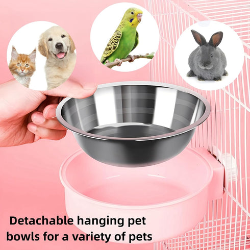 Crate Water Bowl No Spill Water Bowl for Dog Crate Kennel Water Bowl Hanging Pet Cage Bowls with Bolt Holder for Dog, Puppy, Cat, Rabbit, ect?PINK...
