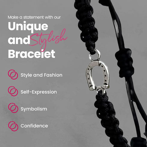 Girls Horse Bit Charm Bracelet, Horse Lovers Equestrian Jewelry - Adjustable Friendship Braided String Stirrup Bracelet for Women, Teens and Girls...