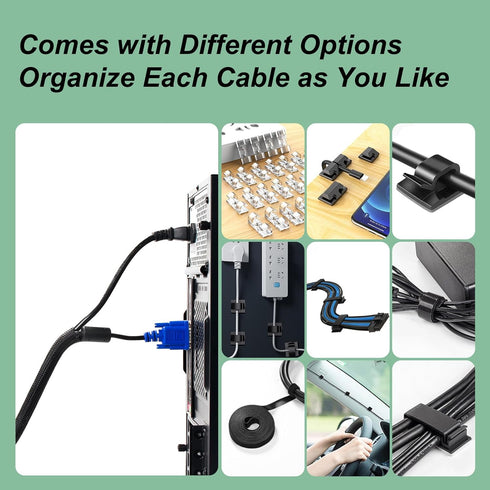 Cable Management Kit, Multiple Wire Management, Cable Ties Adhesive Cable Clips Cord Holder Wire Organizer Sleeve, Multifunction Cable Management ...