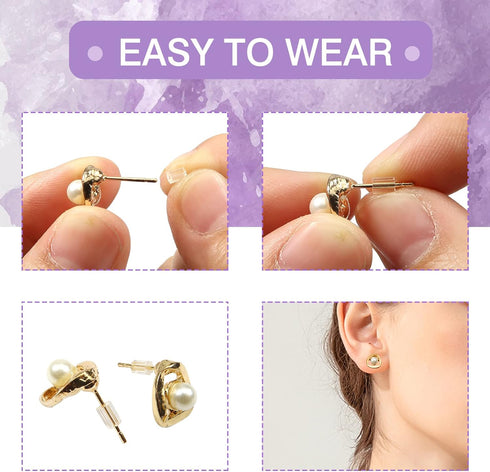 TOAOB About 1400pcs Rubber Earring Backs Replacements Clear Plastic Silicone Secure Ear Nut Stoppers for Fish Hook Earring Posts Studs...