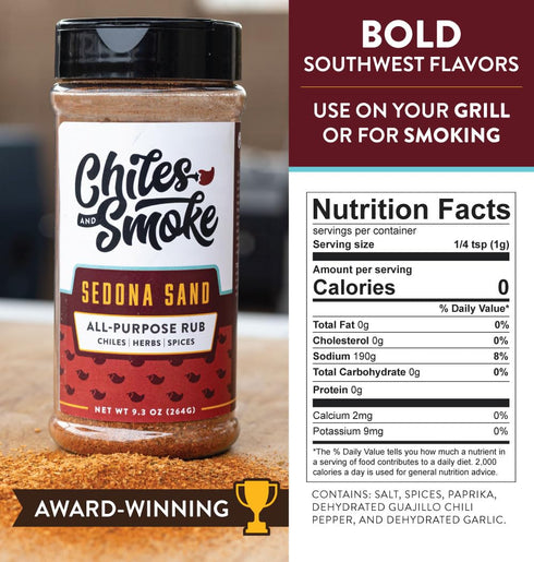 Sedona Sand All-Purpose Rub | Use for Grilling or Smoking BBQ | Chicken, Pork, Beef, Seafood, Vegetables, Salads | Sugar-Free Dry Rub | 9.3 oz Sha...