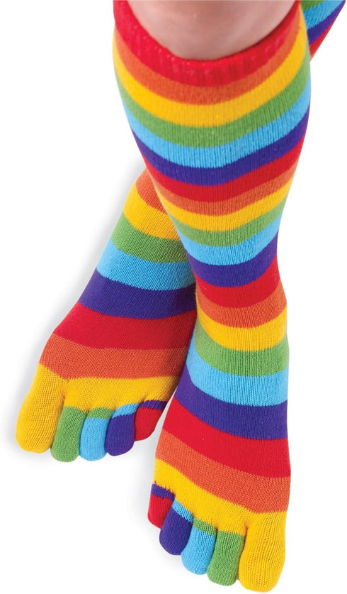 The Paragon - Rainbow Striped Toe Socks Pair – Colorful Striped Pattern Comfort Novelty Style Footwear...