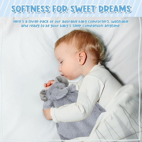 3 Pieces Plush Baby Security Blanket 14 Inch Lovey Soft Fluffy Snuggle Toy Loveys for Babies Stuffed Gift for Newborn, Infant, Toddler, Boys and G...
