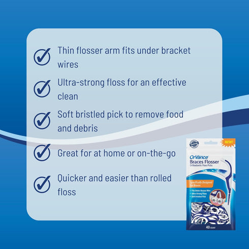 Braces Flosser - Designed for Braces for an Easy & Effective Clean, Ultra Strong Floss - 40 Count (Pack of 3)...