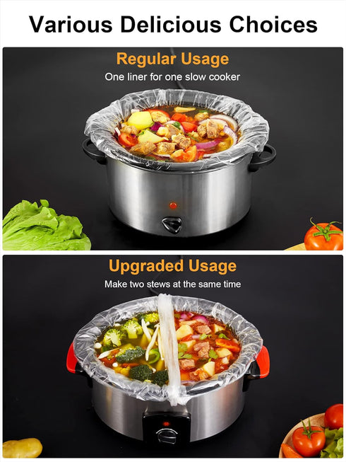 SMARTAKE Slow Cooker Liners, Large Size 13"x 21" Disposable Cooking Bags, Fit 3QT to 8QT for Slow Cooker, Cooking Trays, Suitable for Oval & Round...