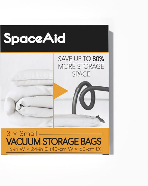 SpaceAid Vacuum Storage Bags, Space Saver Sealer Compression Bags for Comforters, Blankets, Pillows, Bedding, Clothes (Small 3 Pack)...