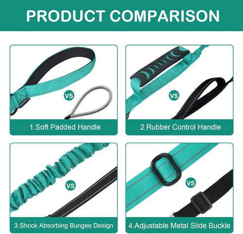 Tactical Dog Leash Heavy Duty, 4-6FT Shock Absorbing Bungee Dog Leash, Reflective Military Strong No Pull Dog Leash with 2 Padded Handle and Car S...
