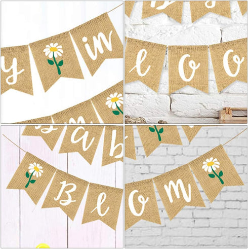 Baby in Bloom Sign Banner Baby Welcome Boy Girl Banner Welcome Baby Garland for Boys Girls Baby Shower Party Decorations...