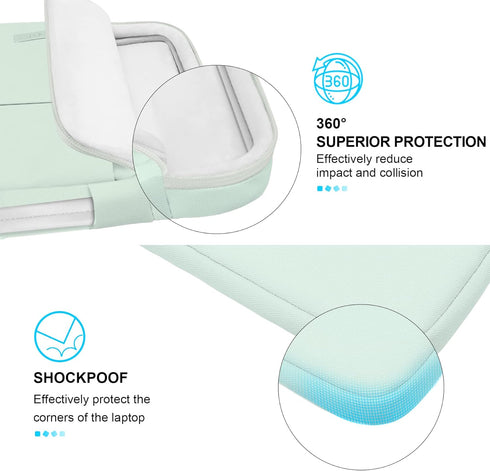 Lacdo Green Waterproof 360° Protective Laptop Sleeve Case for 14 Inch HP, Lenovo, Dell, ASUS, Acer Chromebook, Business Working Adults...