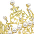 JANOU Crown Tiara Cake Topper Crystal Pearl Children Hair Ornaments for Wedding Birthday Party Cake Decoration (Gold)...