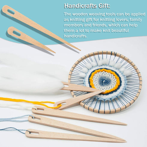 Wood Weaving Tools Set, with Crochet Needle and Comb Wooden Shuttles Stick for Inkle Loom Knitted DIY Craft Supplies...
