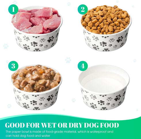 30 Pieces Disposable Dog Bowls Small Pet Feeding Bowls with Printed Pattern Dog Dishes for Small Dogs Pet Paper Food Bowls Travel Bowls for Feedin...