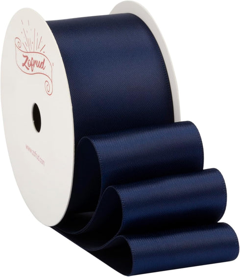 Navy Satin Ribbon 1 1/2 Inch wide x 10 Yds - Ideal for Crafts, Gift Wrapping, Flower Bouquet, and Weddings...