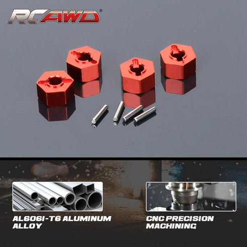 RCAWD 12mm Hex Wheels w Screw Pins 4pcs for 1/10 Slash 2WD Hex Wheel Hubs Adapter 58024, 58034, Short Course Race Truck Wheel Hex, 7mm 5.5mm Front...